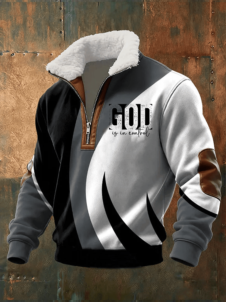 God Is In Control Baggy Zip-Up Hoodie Jesus Clothing Gifts For Him
