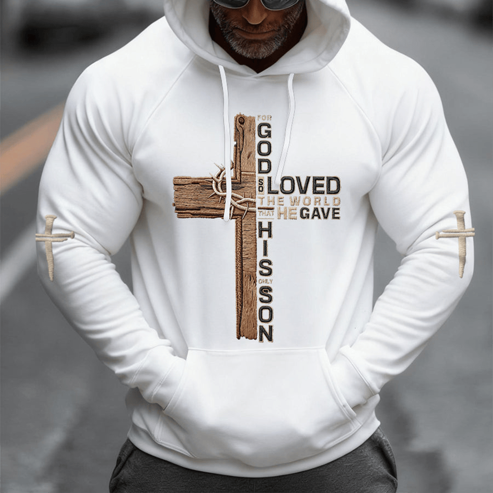 God Loved The World He Gave His Son Faith Hoodie Bible Verse Jesus Apparel Gift For Him