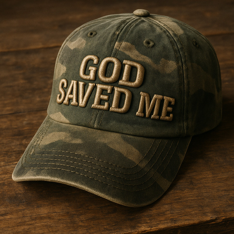God Saved Me Camo Hat Veteran Themed Baseball Cap Faith Gifts For Military