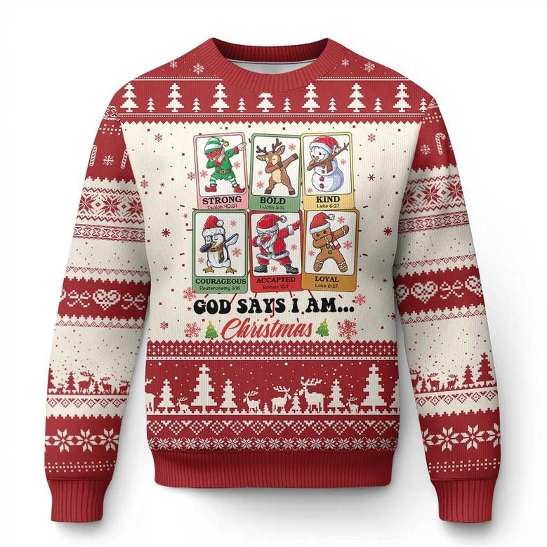 God Says I Am Christmas Ugly Sweater Cute Jumper Xmas Holiday Gift For Friends