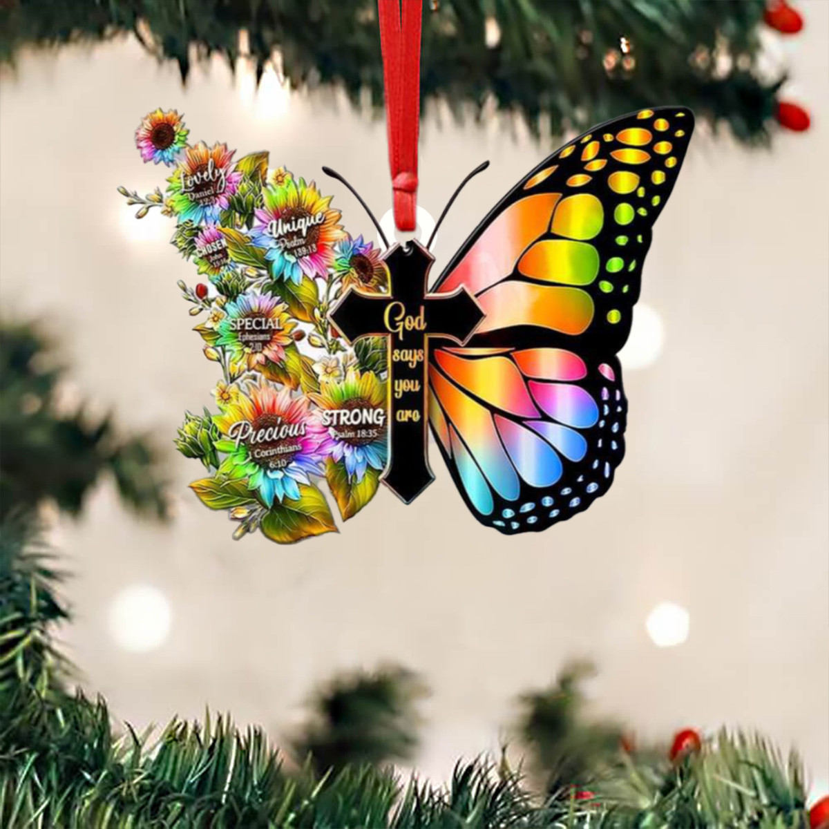 God Says You Are Lovely Unique Special Butterfly Car Mirror Ornament Hanging Car Accessories