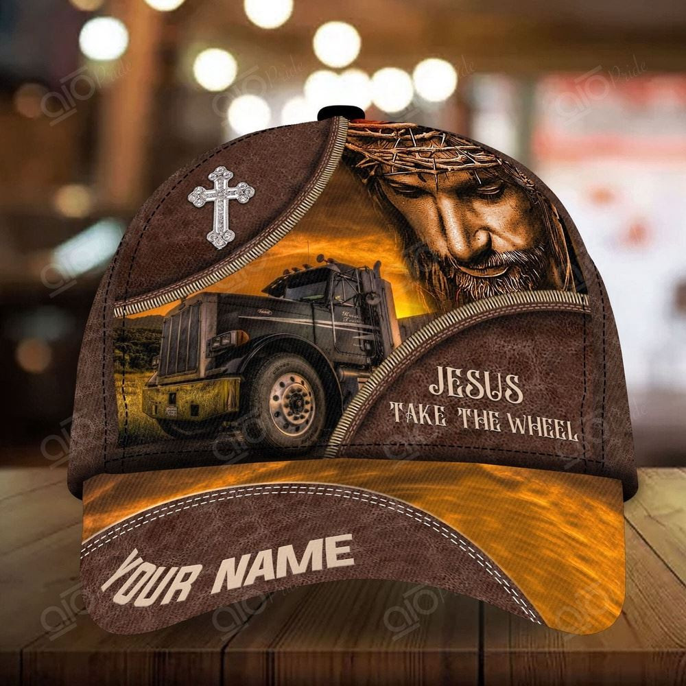 God Trucker Cap Jesus Take The Wheel Custom Name 3D Printed Farmer Baseball Cap