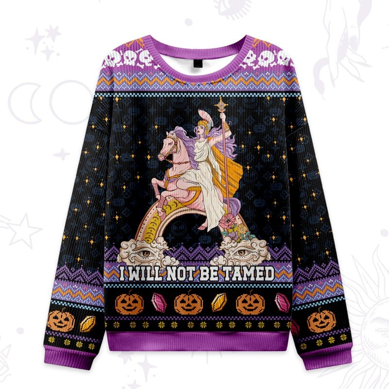 Godess I Will Not Be Tamed Ugly Christmas Sweater Best Xmas Holiday Clothing Gifts For Her