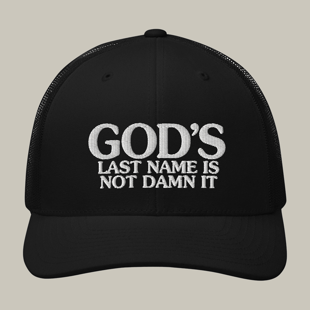 God's Last Name Is Not Damn It Hat Funny Christian Cap Meme Themed Gag Gifts