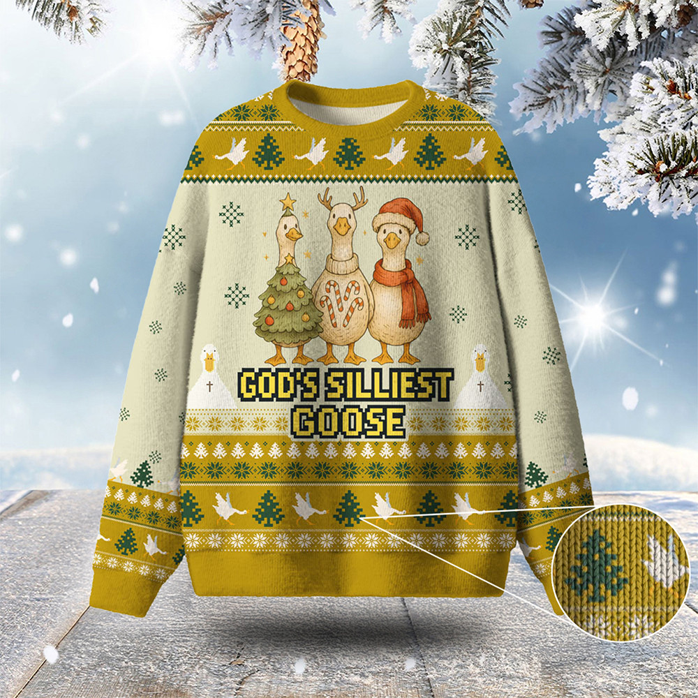 God's Silliest Goose Ugly Christmas Sweater Winter Apparel Christian Christmas Presents