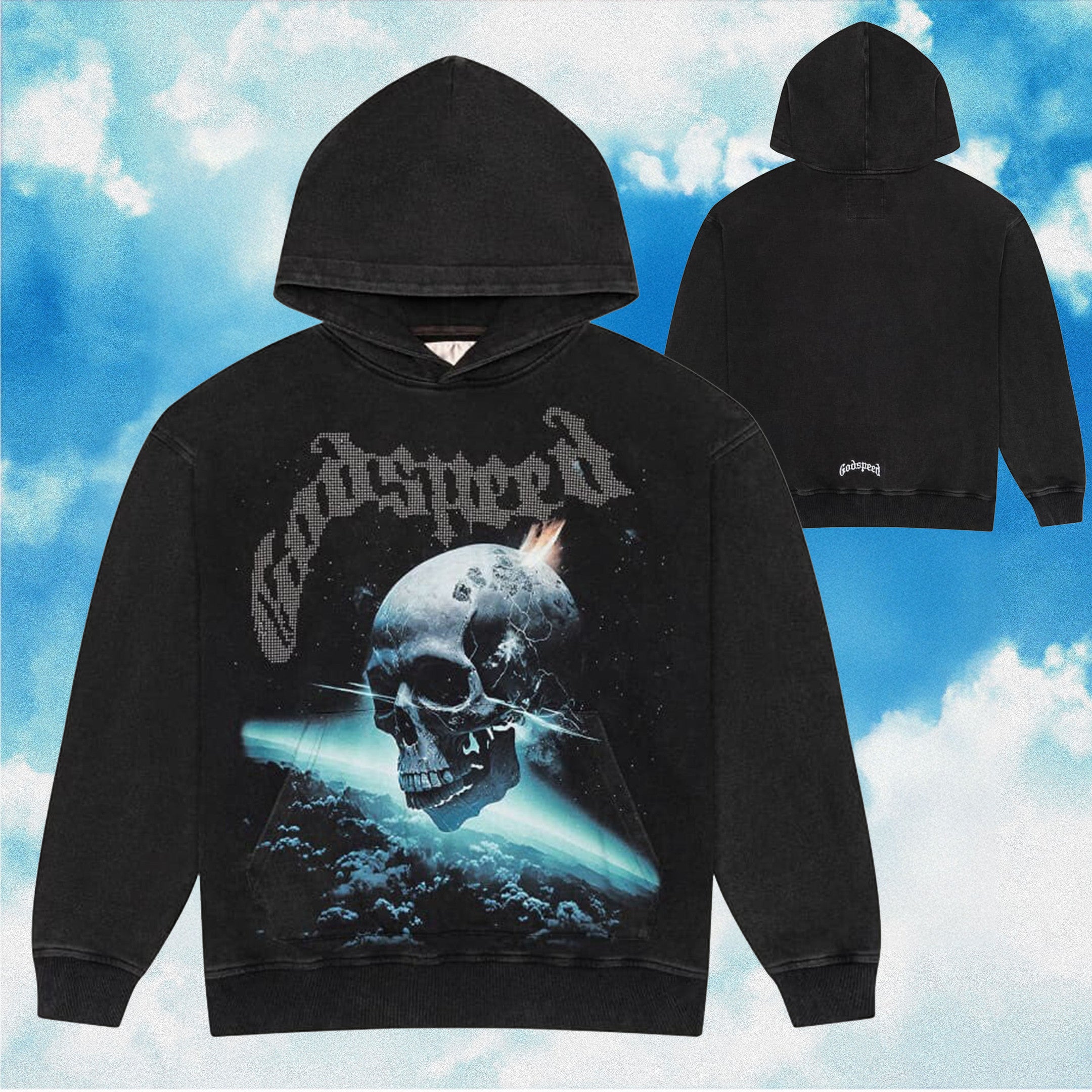 Godspeed Hoodie C.O.T.F Skull Black Washed Hoodie Streetwear Clothing Godspeed Hoodie C.O.T.F Skull Black Washed Hoodie Streetwear Clothing