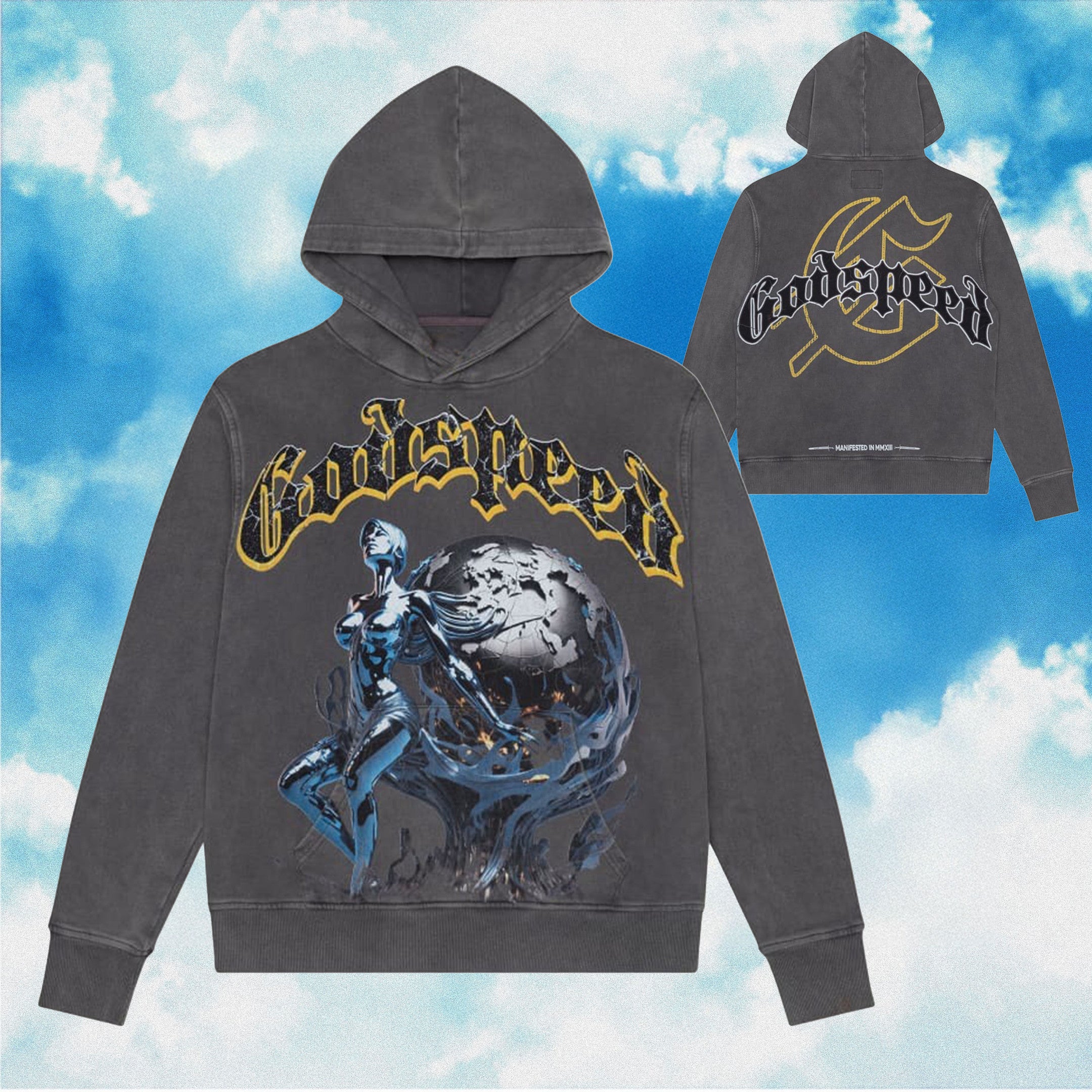 Godspeed Hoodie Chrome Seduction Grey Washed Hoodie Mens Streetwear Clothing Godspeed Hoodie Chrome Seduction Grey Washed Hoodie Mens Streetwear Clothing