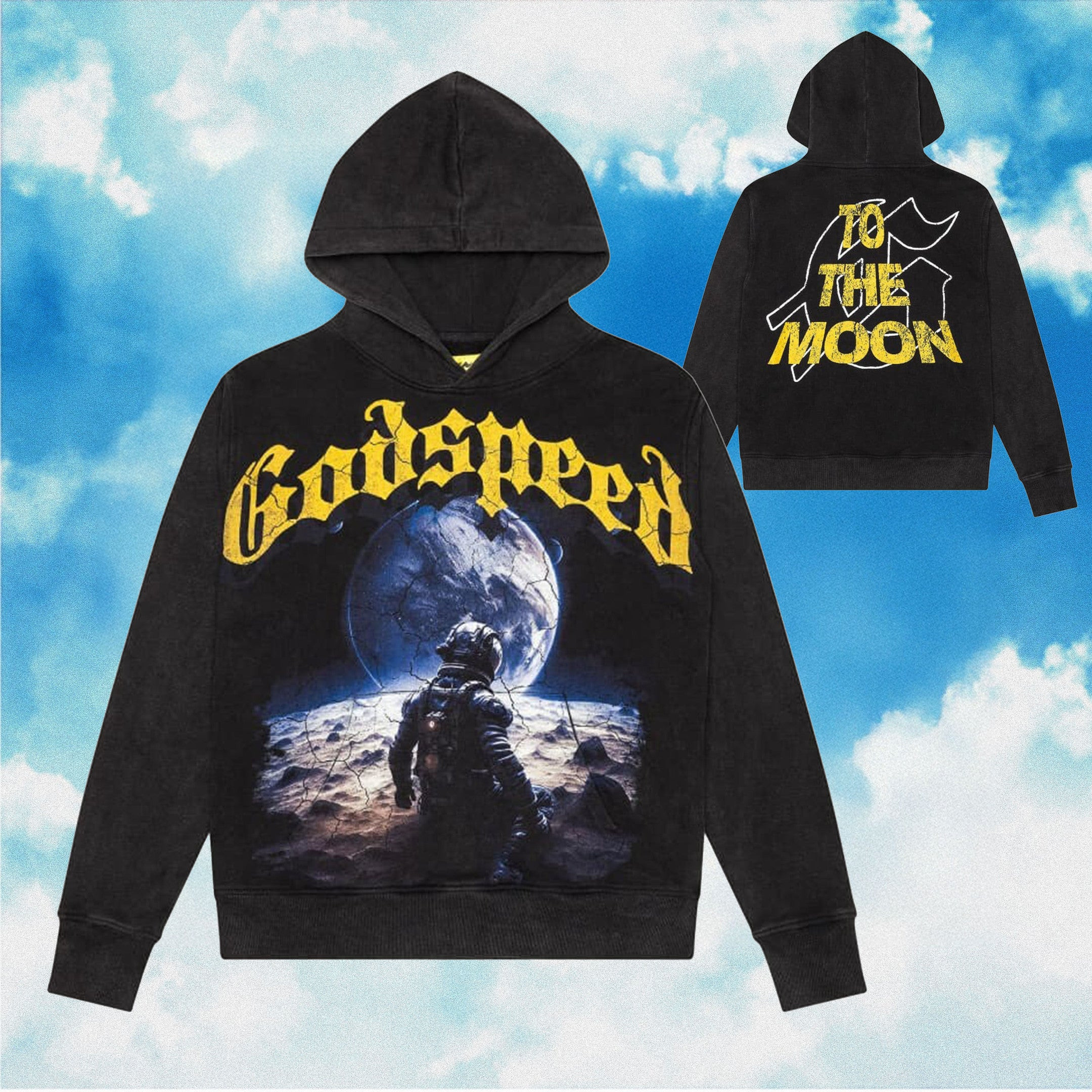 Godspeed Hoodie No Looking Back Black Wash Hoodie To Be Moon Streetwear Clothing Godspeed Hoodie No Looking Back Black Wash Hoodie To Be Moon Streetwear Clothing