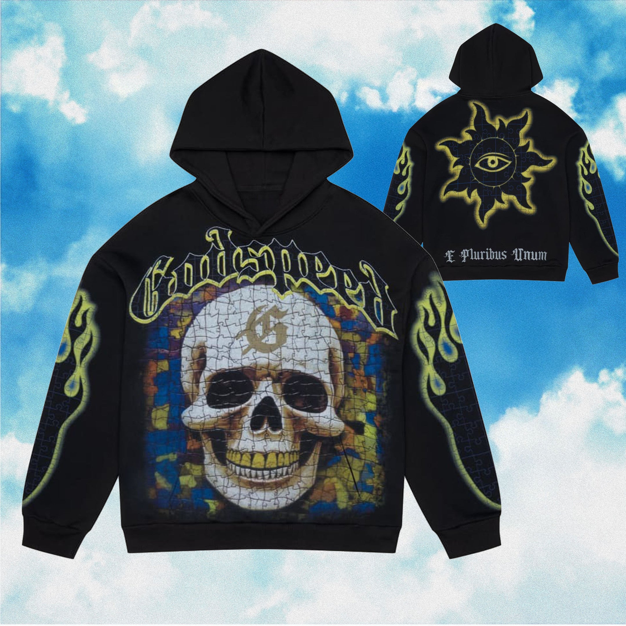 Godspeed Hoodie Puzzled Skull Black Hoodie Mens Streetwear Clothing Godspeed Hoodie Puzzled Skull Black Hoodie Mens Streetwear Clothing