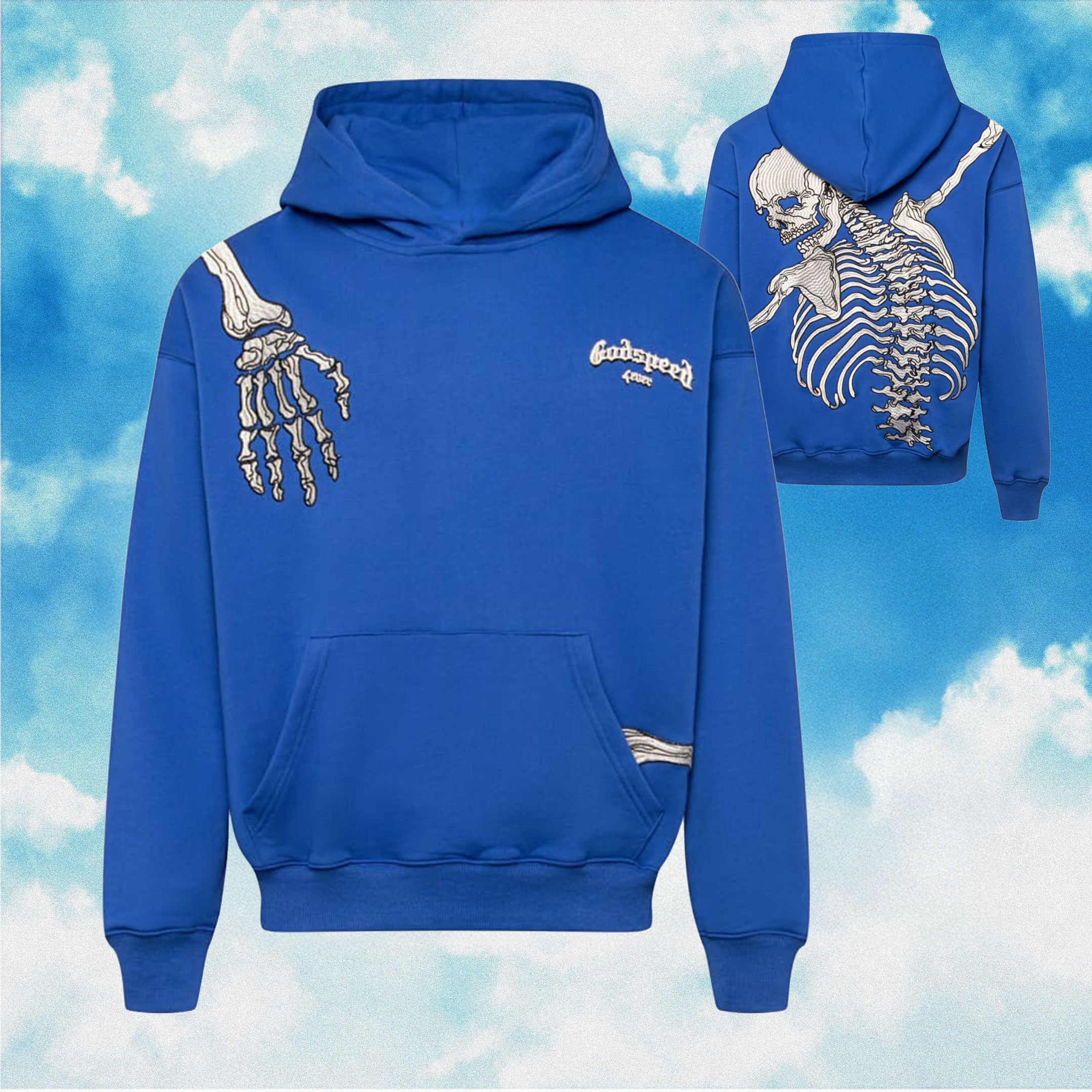 Godspeed Hoodie R.O.D Skeleton Blue Hoodie Streetwear Clothing Godspeed Hoodie R.O.D Skeleton Blue Hoodie Streetwear Clothing