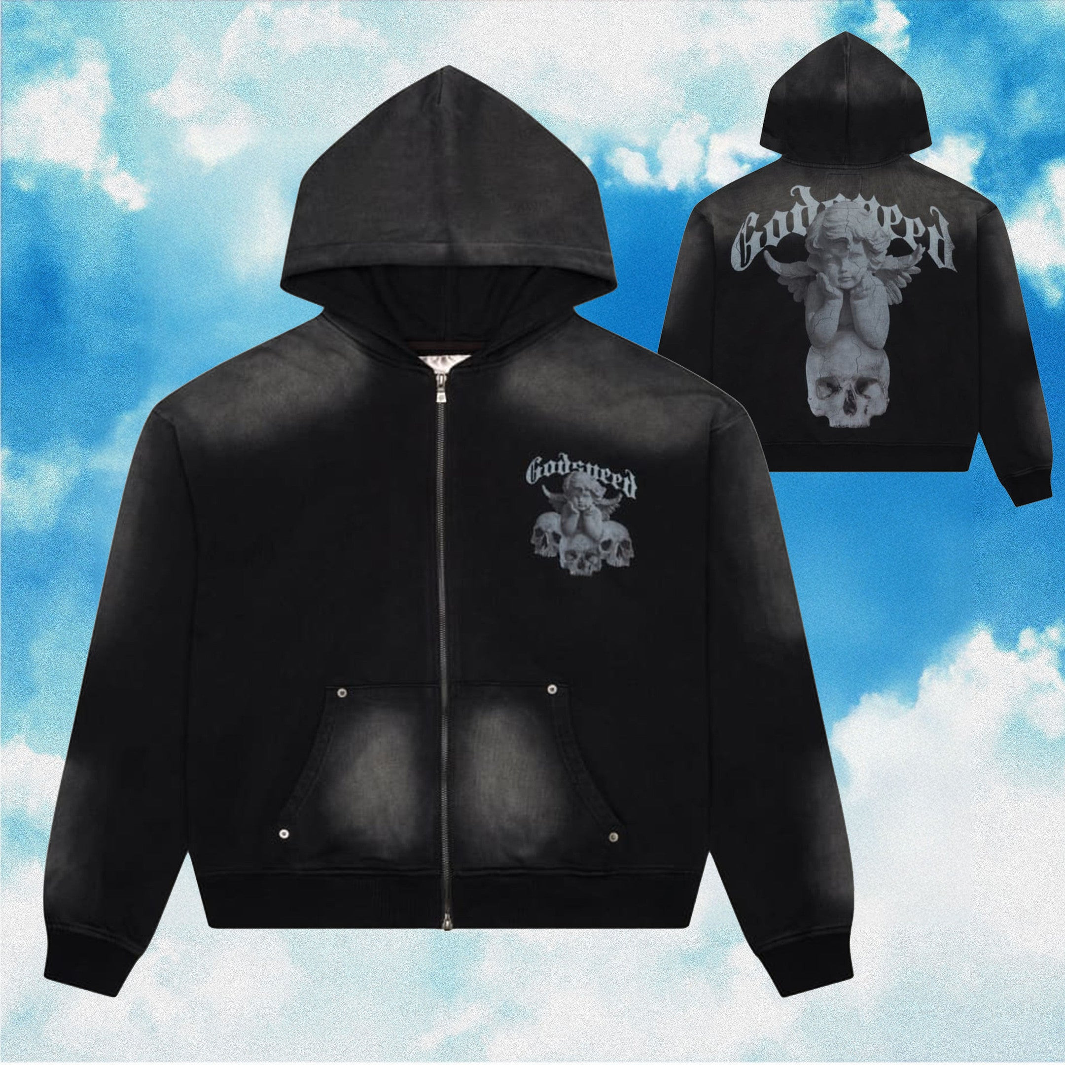 Godspeed Zip Up Hoodie Circle Of Life Wash Hoodie Vintage Streetwear Clothing Godspeed Zip Up Hoodie Circle Of Life Wash Hoodie Vintage Streetwear Clothing