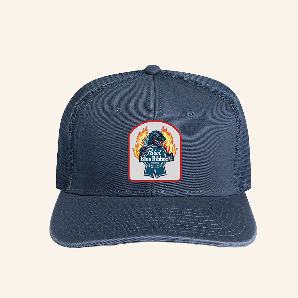 Godzilla Merch Godzilla X PBR Flame Trucker Hat Gift Ideas For Husband