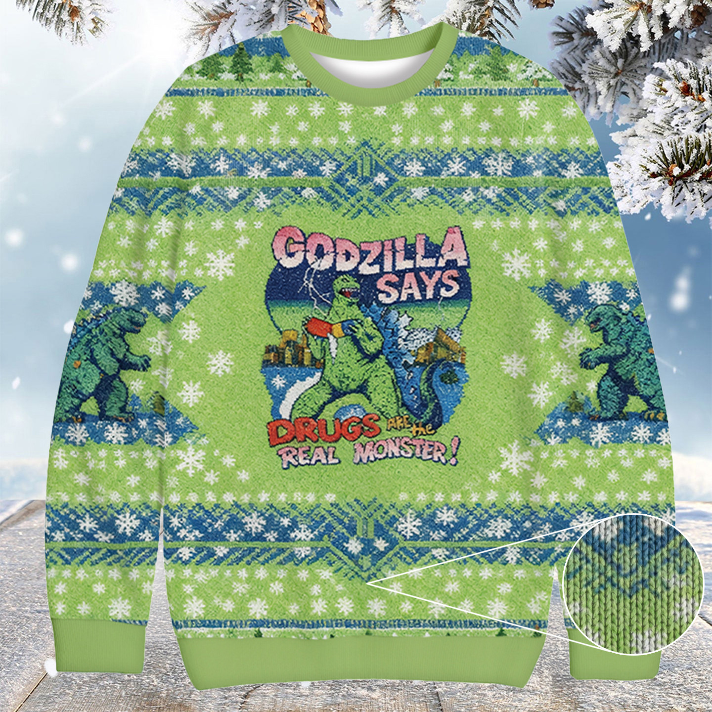 Godzilla Says Christmas Ugly Sweater Merry Xmas Clothes Fun Gift For Brother