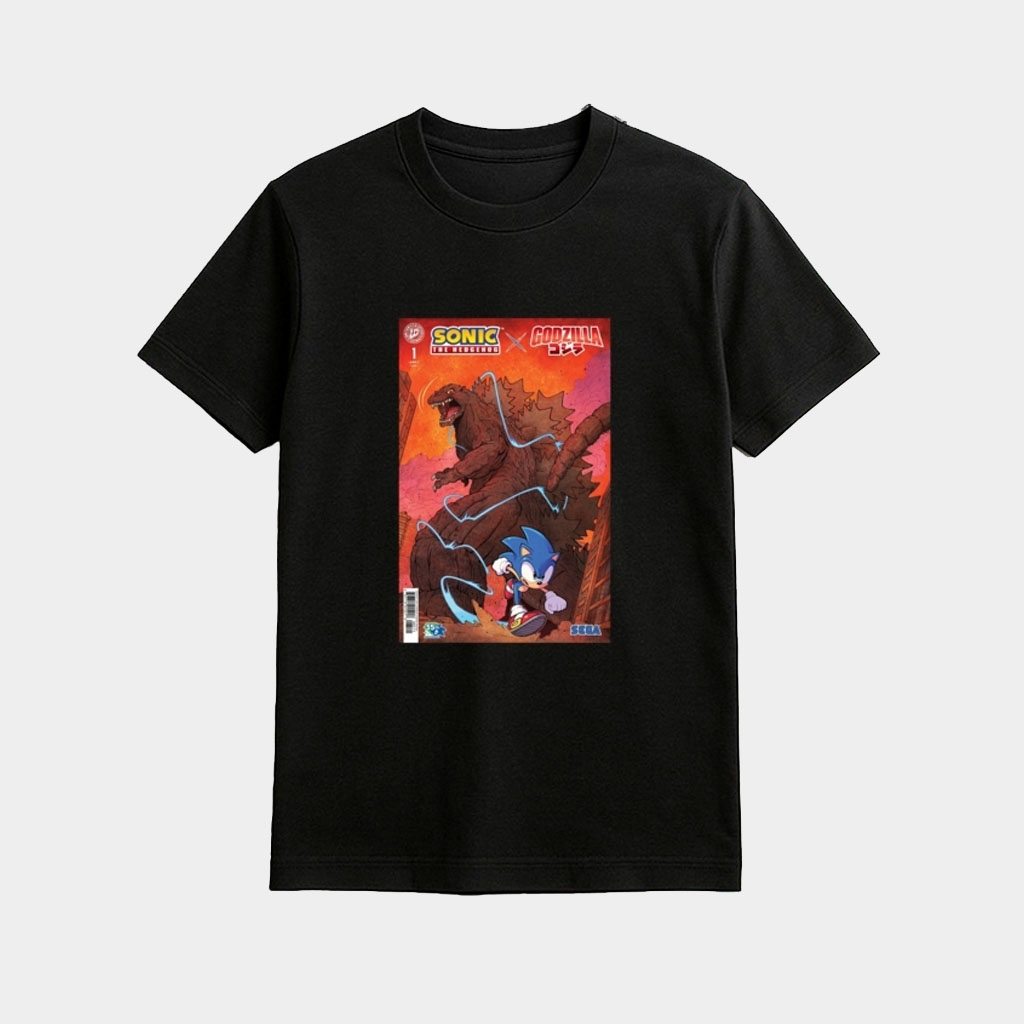 Godzilla Sonic Comic Shirt Birthday Present For Son
