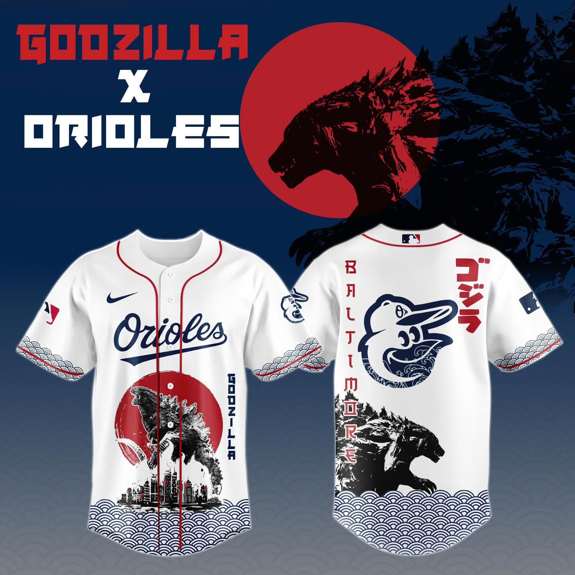 Godzilla x Baltimore Orioles Limited Japan Edition Jersey Cool Baseball Gifts