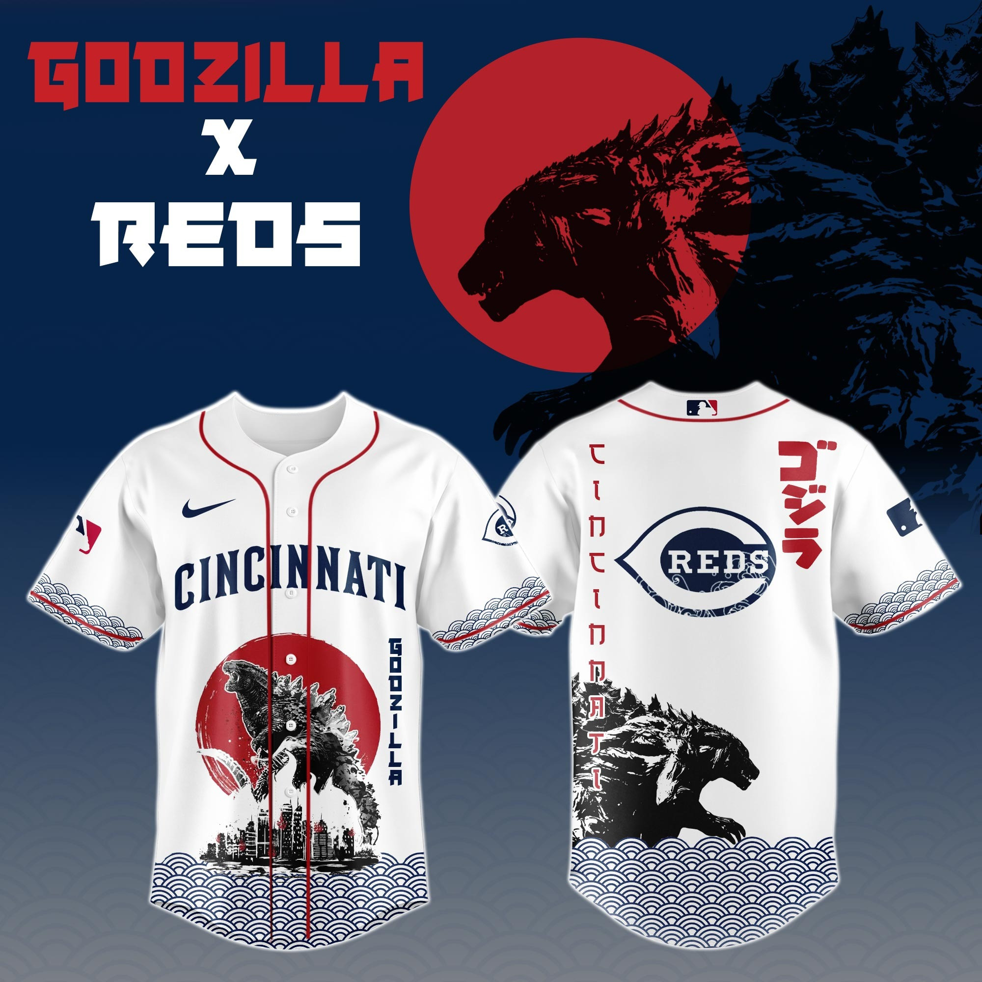 Godzilla x Cincinnati Reds Limited Japan Edition Jersey Unique Gifts For Baseball Fans