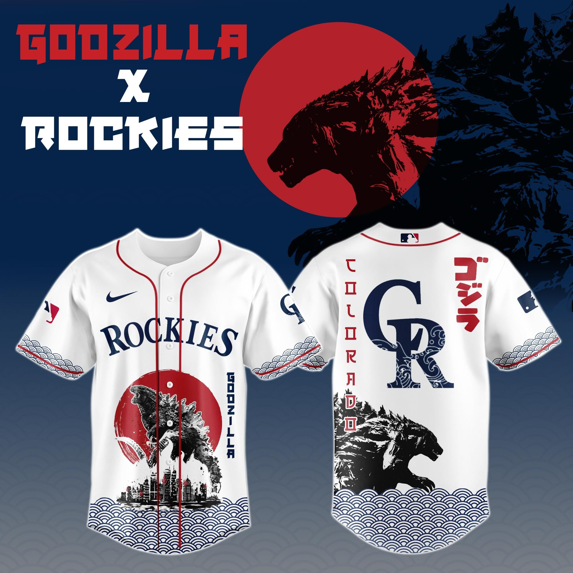 Godzilla x Colorado Rockies Limited Japan Edition Jersey Best Gifts For Baseball Fans