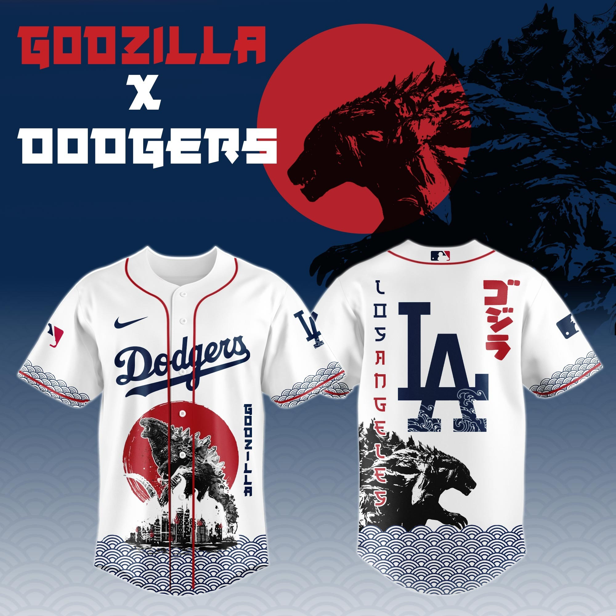 Godzilla x Los Angeles Dodgers Limited Japan Edition Jersey Baseball Enthusiast Gifts