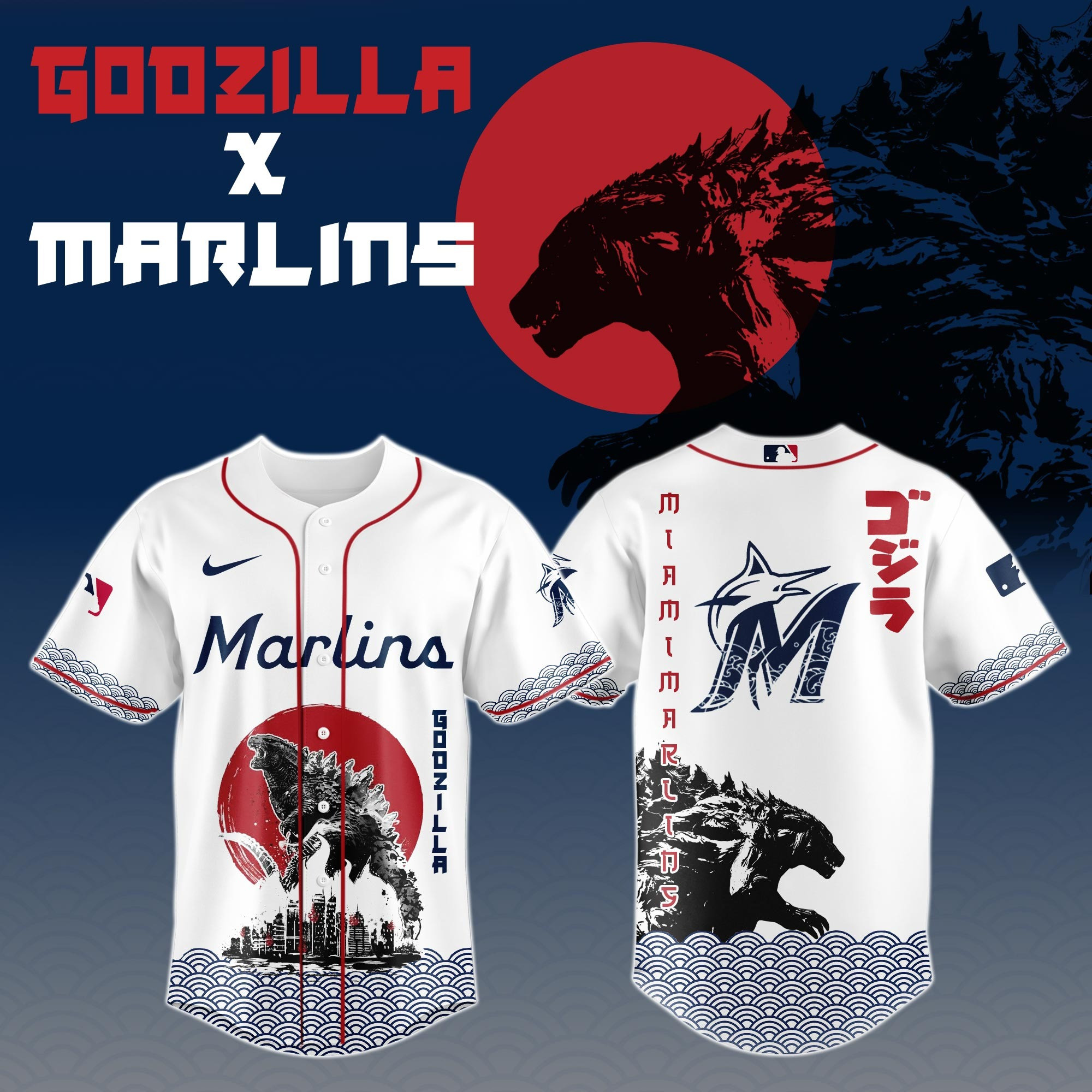 Godzilla x Miami Marlins Limited Japan Edition Jersey Presents For Baseball Fans