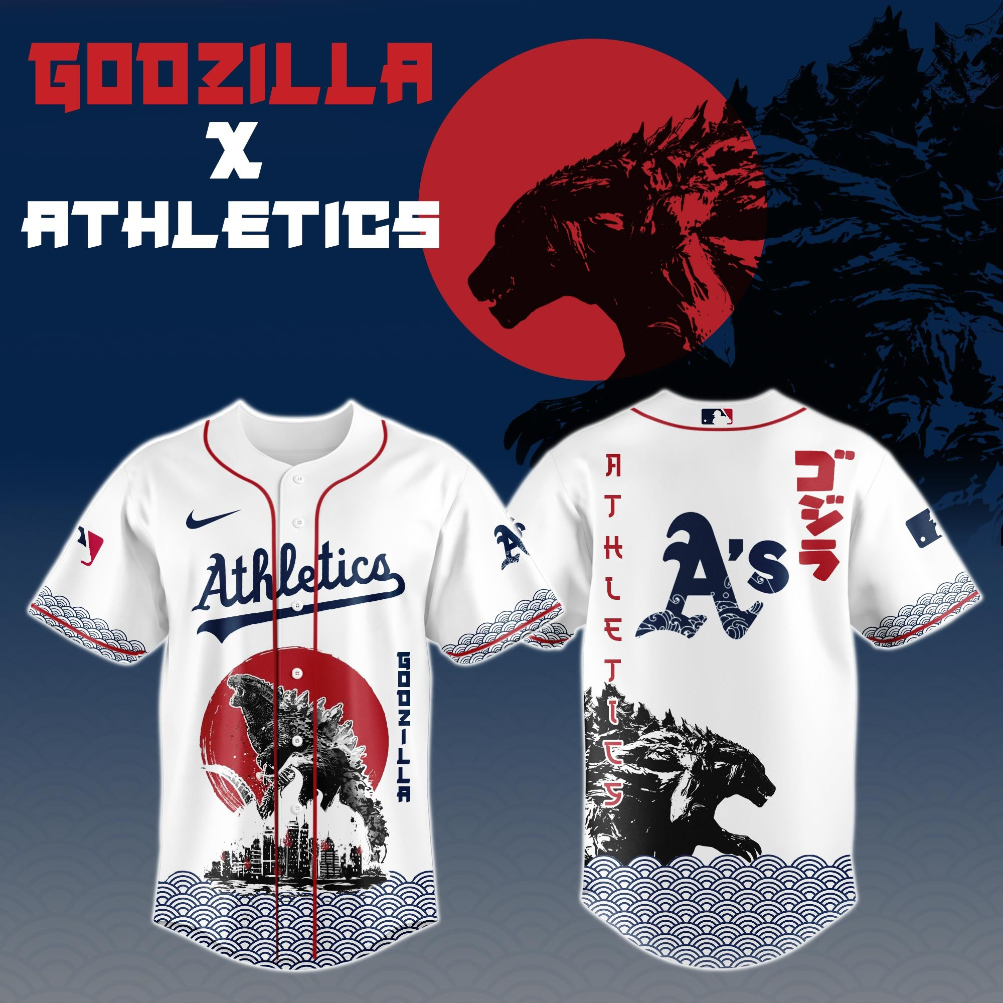 Godzilla x Oakland Athletics Limited Japan Edition Jersey Baseball Team Gift Ideas