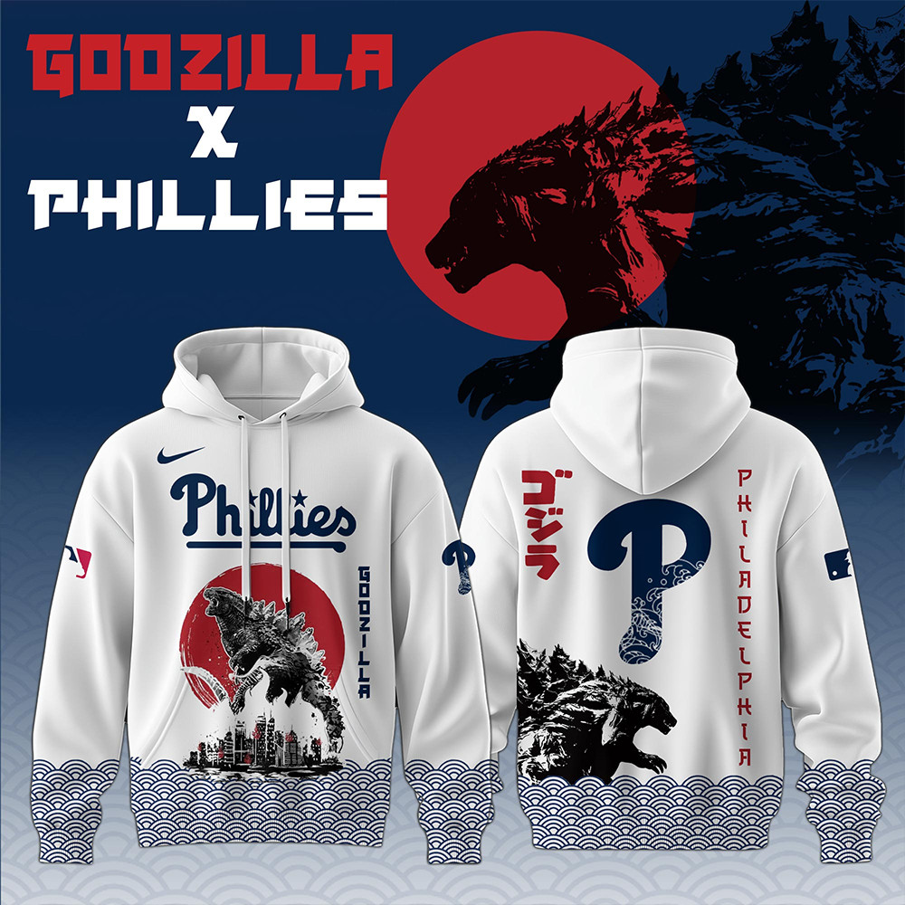 Godzilla x Philadelphia Phillies 2025 Japan Edition Hoodie Best Gifts For Baseball Fans