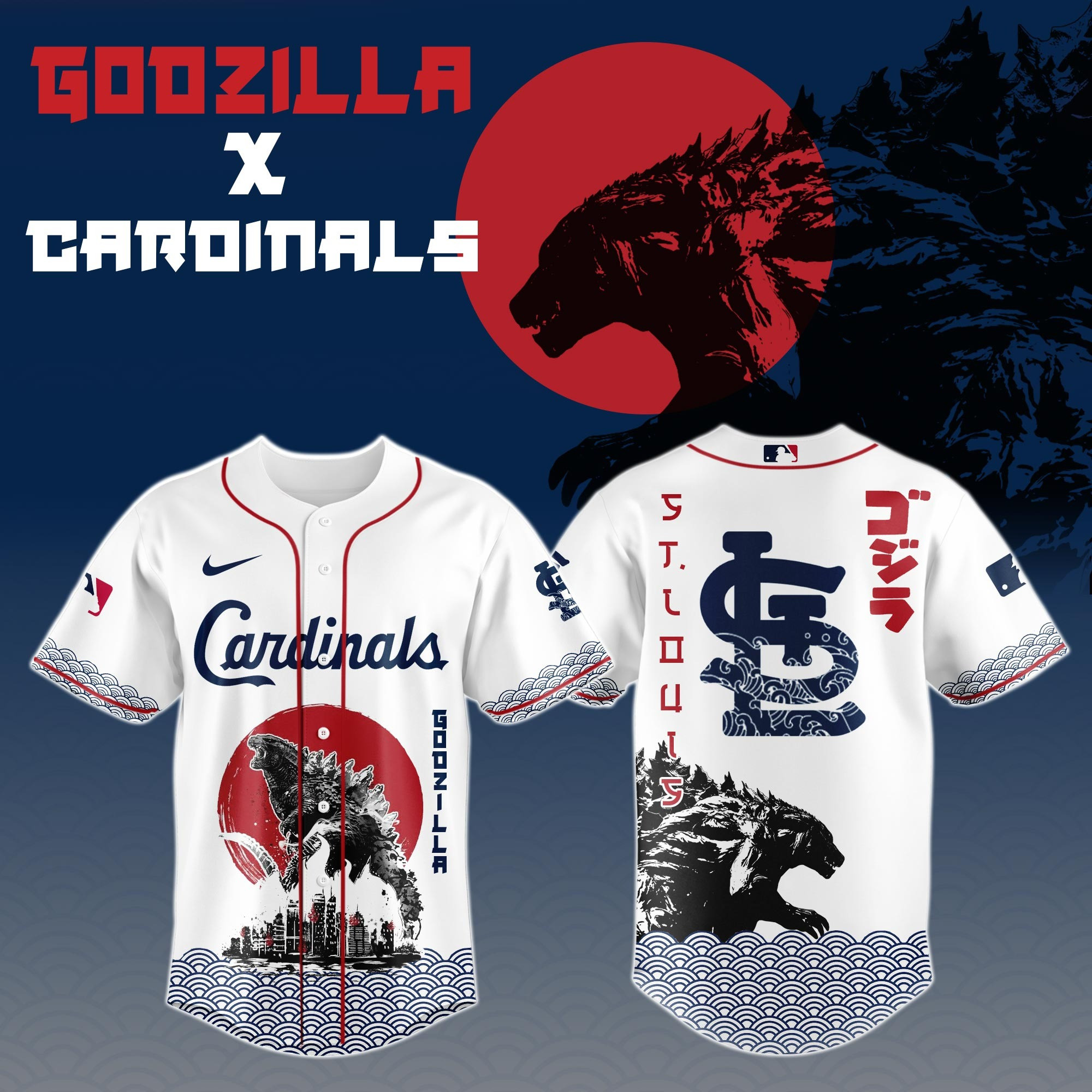 Godzilla x St.Louis Cardinals Limited Japan Edition Jersey Baseball Lover Gift Ideas