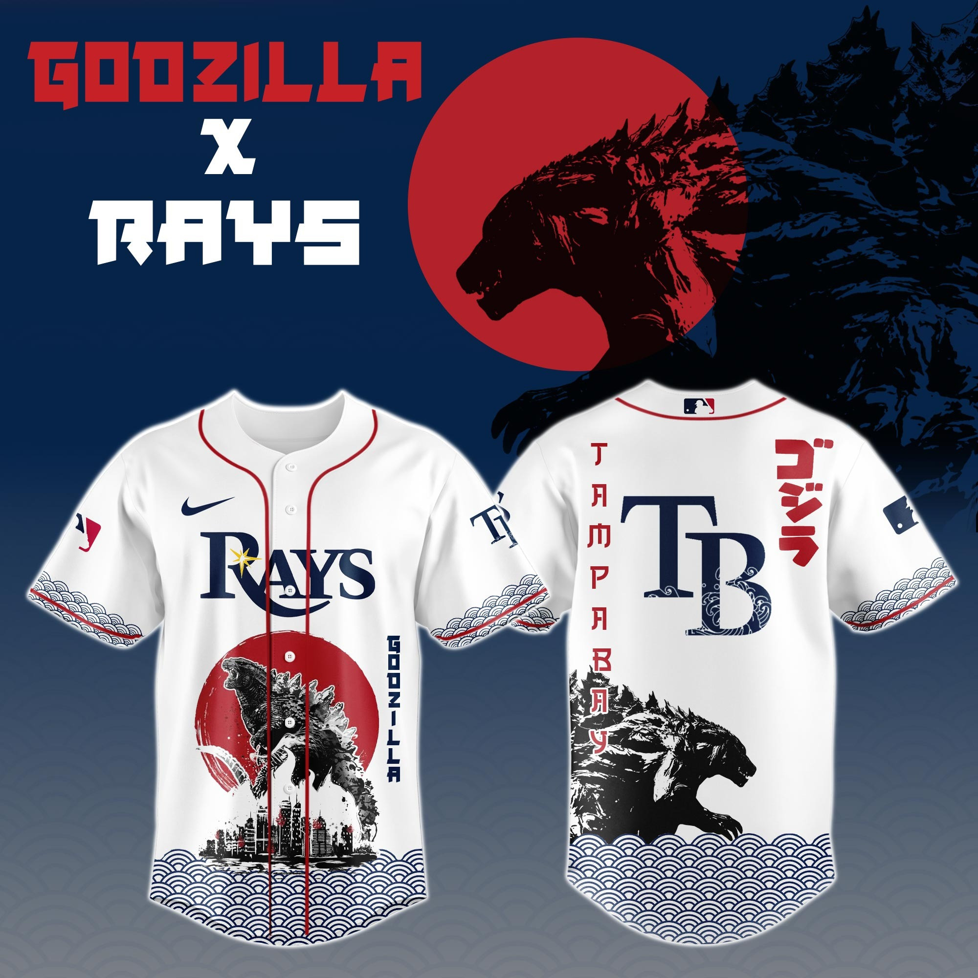 Godzilla x Tampa Bay Rays Limited Japan Edition Jersey Presents For Baseball Lovers