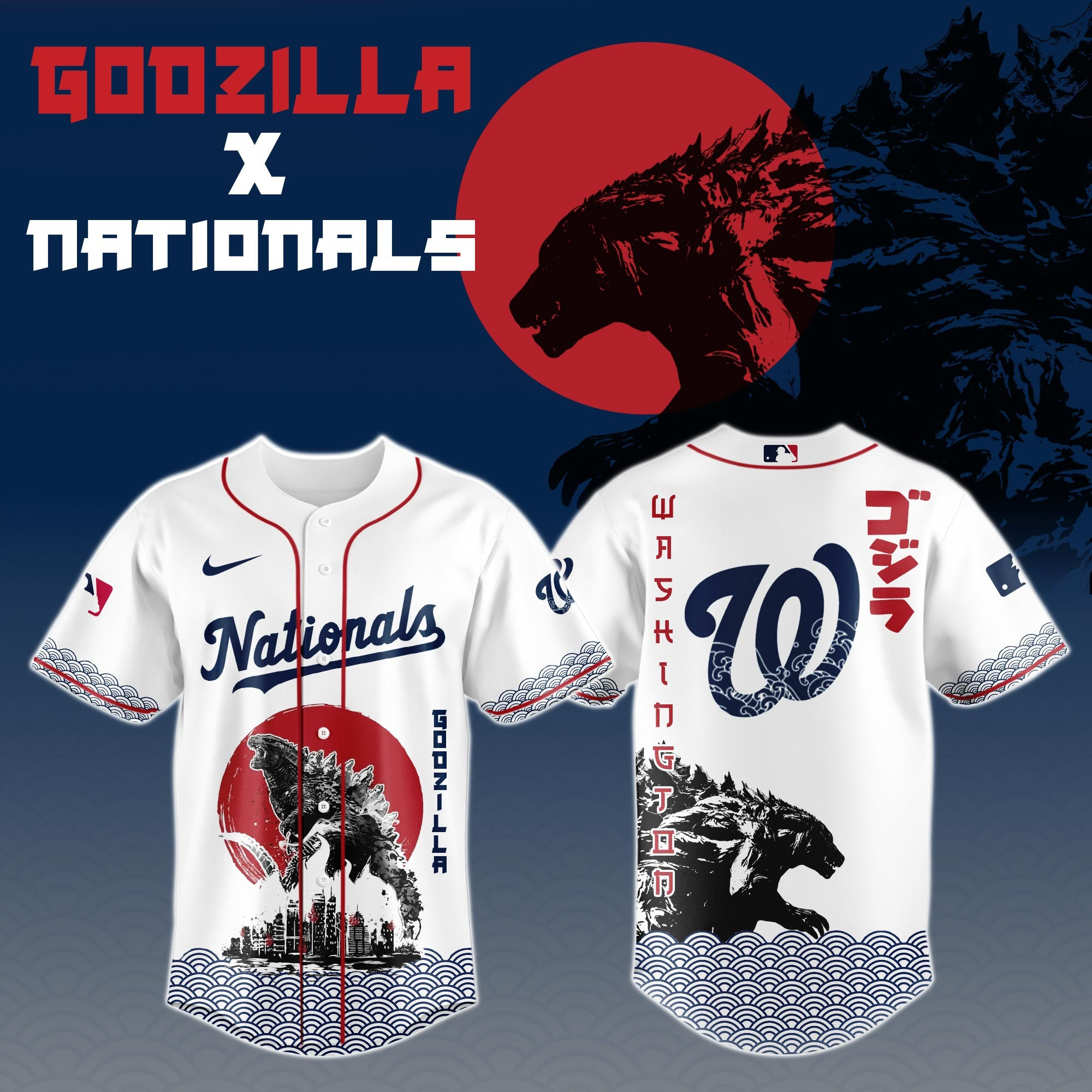 Godzilla x Washington Nationals Limited Japan Edition Jersey Presents For Baseball Fans