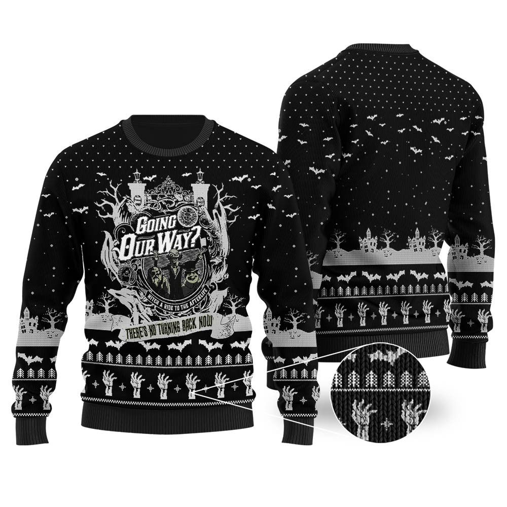 Going Our Way The Haunted Mansion Halloween Sweater Black Heartwarming Christmas Gift Sweater for Him or Her