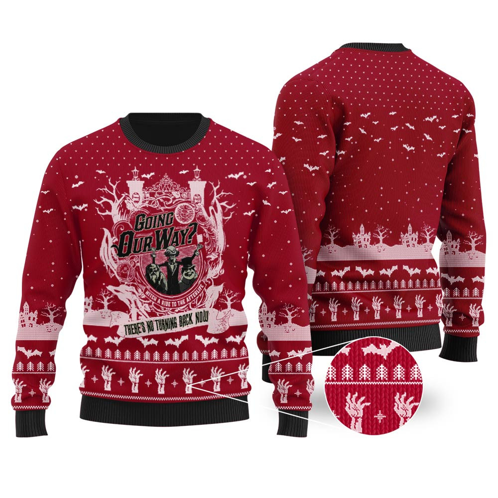 Going Our Way The Haunted Mansion Halloween Sweater Cardinal Red Holiday Merch That Makes a Perfect Christmas Gift