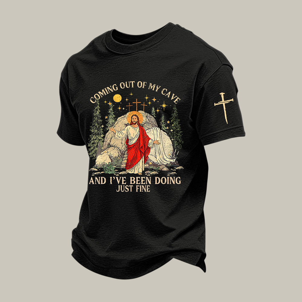 Going Out Of My Cave And I've Been Doing Just Fine T-Shirt Faith In Jesus Shirt Christian Gift Idea