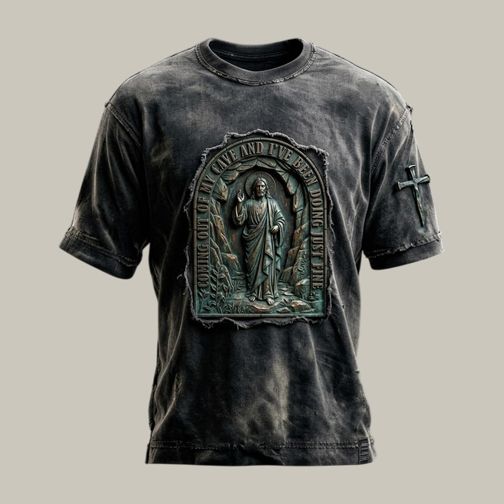 Going Out Of My Cave And I've Been Doing Just Fine T-Shirt God Is Good Shirt Faith Gift For Dad