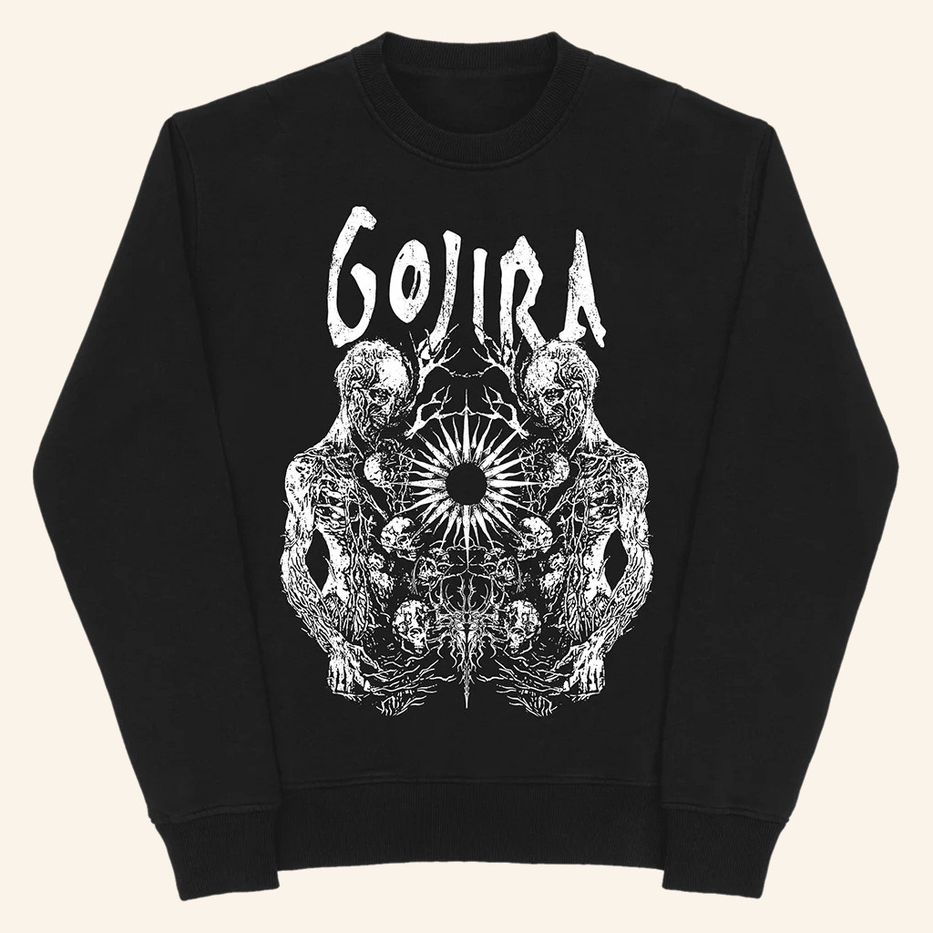 Gojira Merch Twin Skull Crewneck Sweatshirt Birthday Gifts For Music Fans Gojira Merch Twin Skull Crewneck Sweatshirt Birthday Gifts For Music Fans