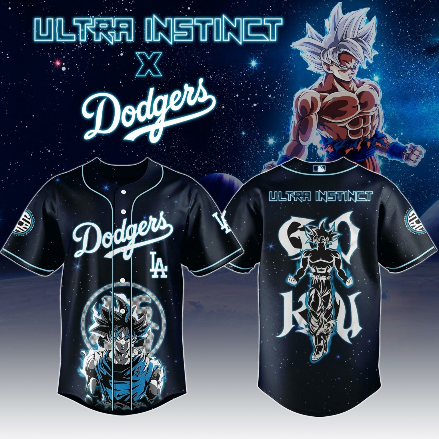 Goku Ultra Instinct x Los Angeles Dodgers 2025 Limit Break Jersey Baseball Lover Gift Ideas