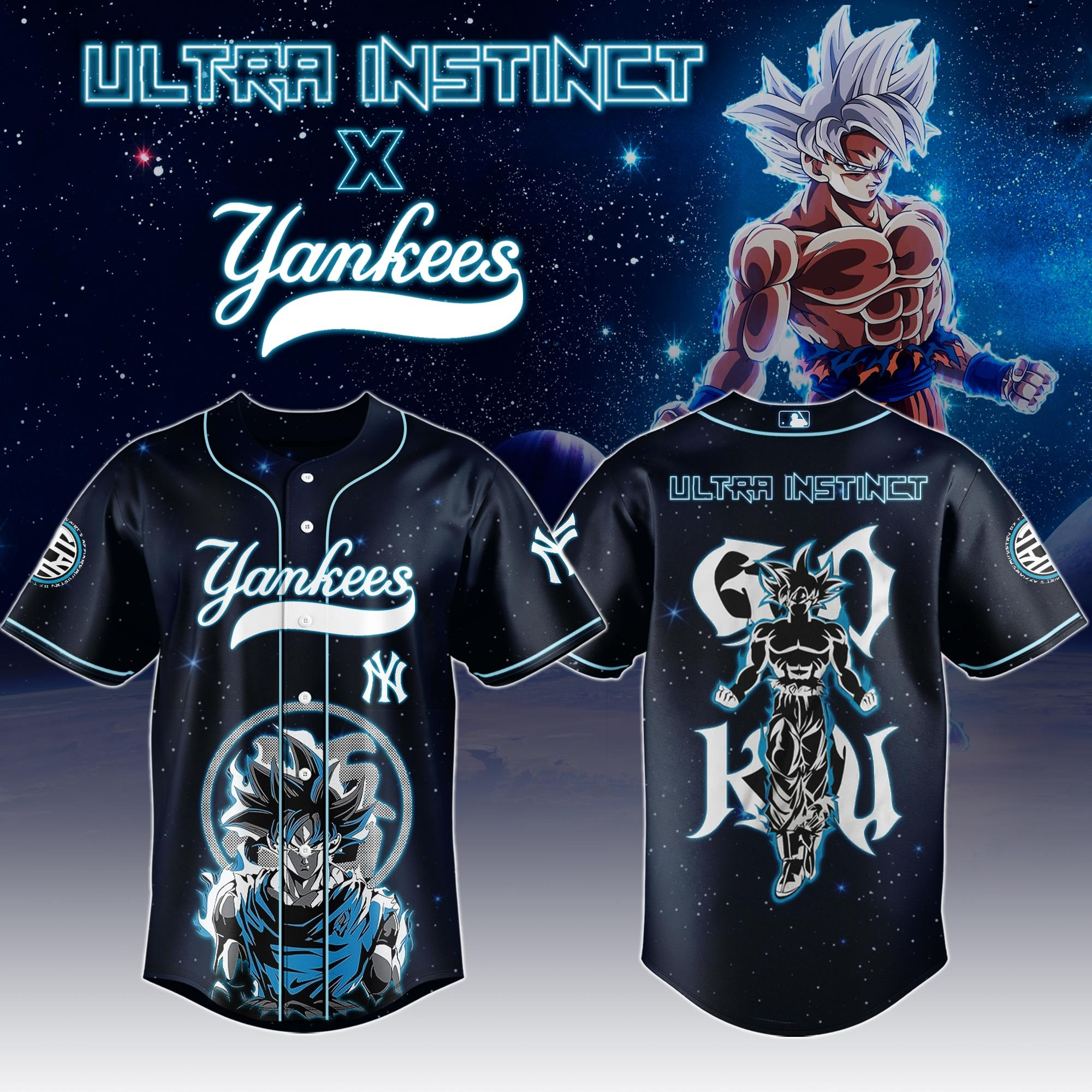 Goku Ultra Instinct x New York Yankees 2025 Limit Break Jersey Presents For Baseball Lovers