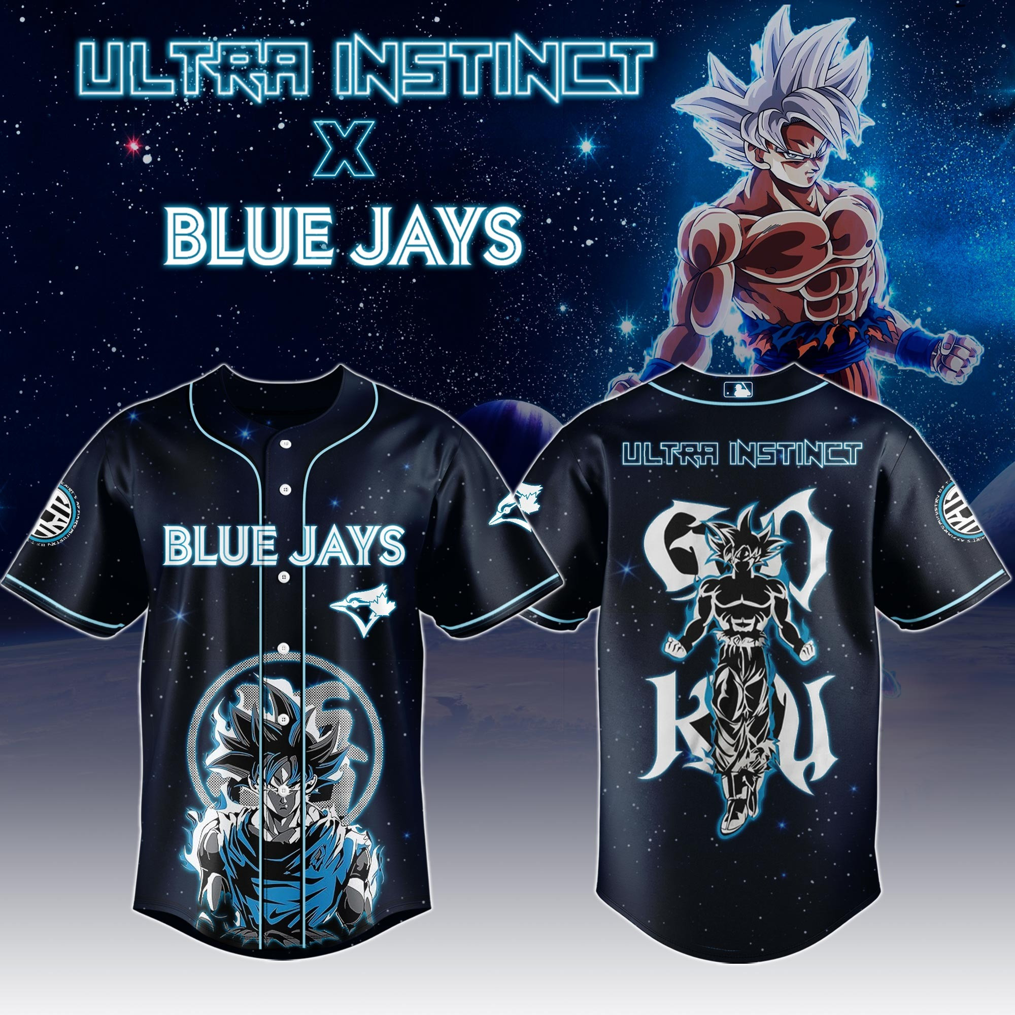 Goku Ultra Instinct x Toronto Blue Jays 2025 Limit Break Jersey Cool Gifts For Baseball Lovers