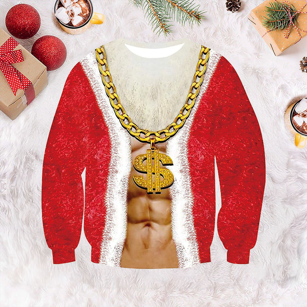 Gold Chain Dollar Ugly Christmas Sweater Hilarious Christmas Sweaters Gifts For Husband