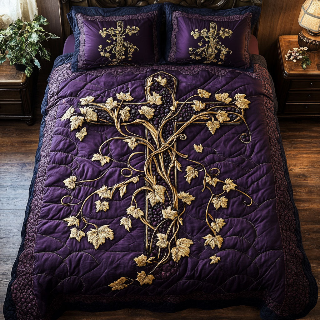Gold Vine Quilted Bedding Set Perfect Bedroom Gift Set to Show You Care