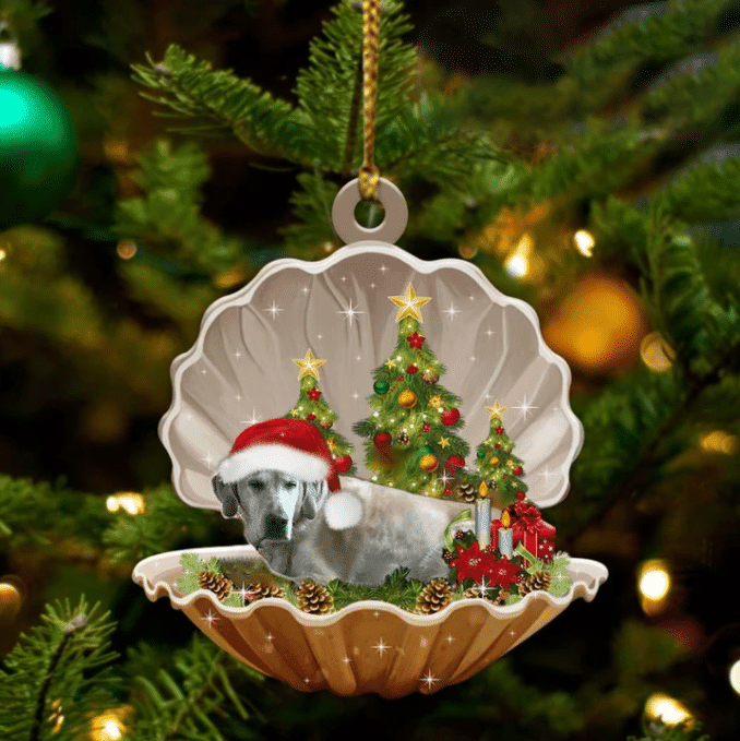 Goldador Sleeping in Pearl Dog Christmas Ornament Flat Acrylic
