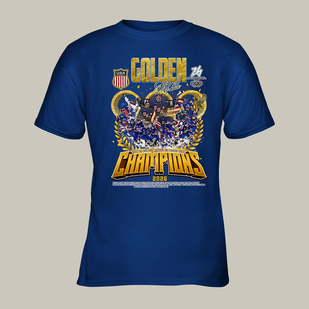 Golden 2026 US Olympic Women's Ice Hockey Team Champions T-Shirt Winter Olympic Clothes