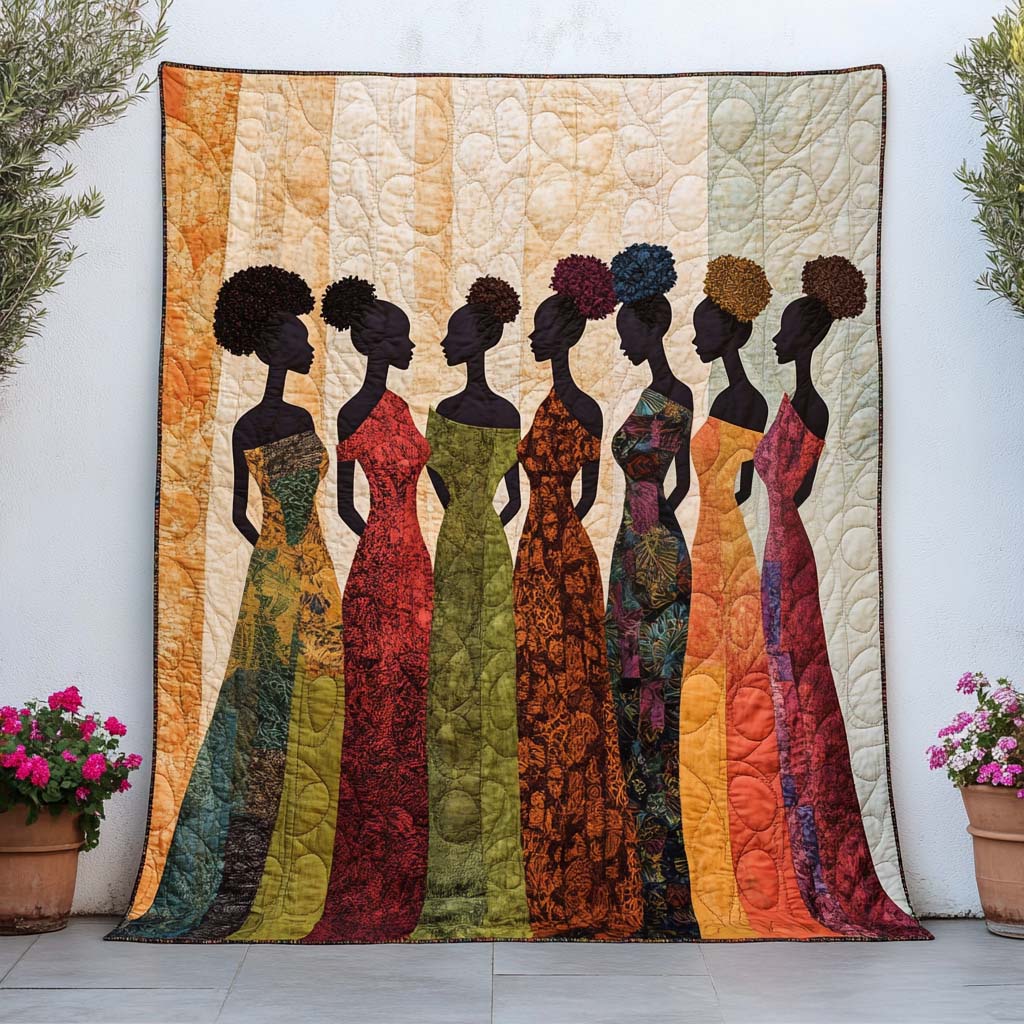 Golden Ancestors Quilted Blanket Best Throw Blanket Melanin Black History Gifts For Ladies