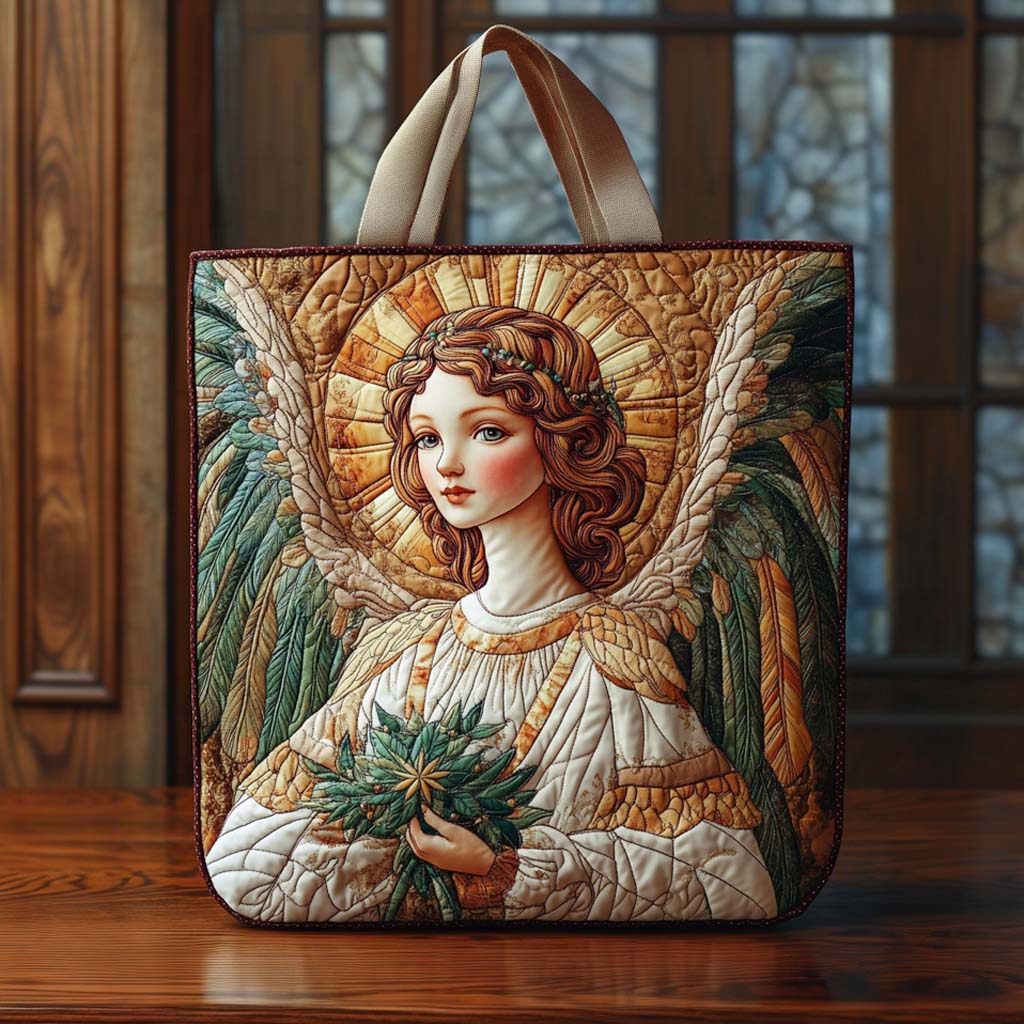 Golden Angel Dawn Quilted Tote Bag Christian Christmas Gifts For Family
