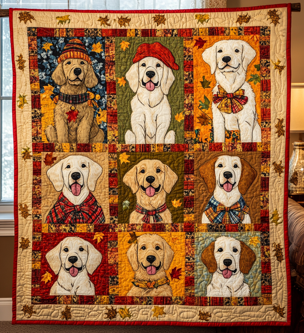 Golden Autumn Quilted Blanket Gifts For Pet Owners