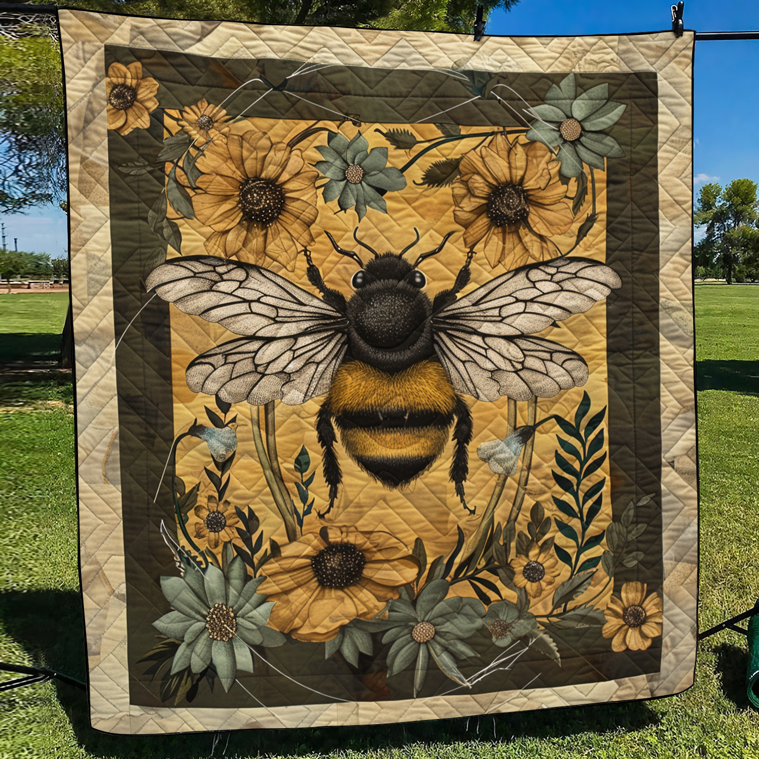 Golden Bee Quilted Blanket Cute Fuzzy Blankets