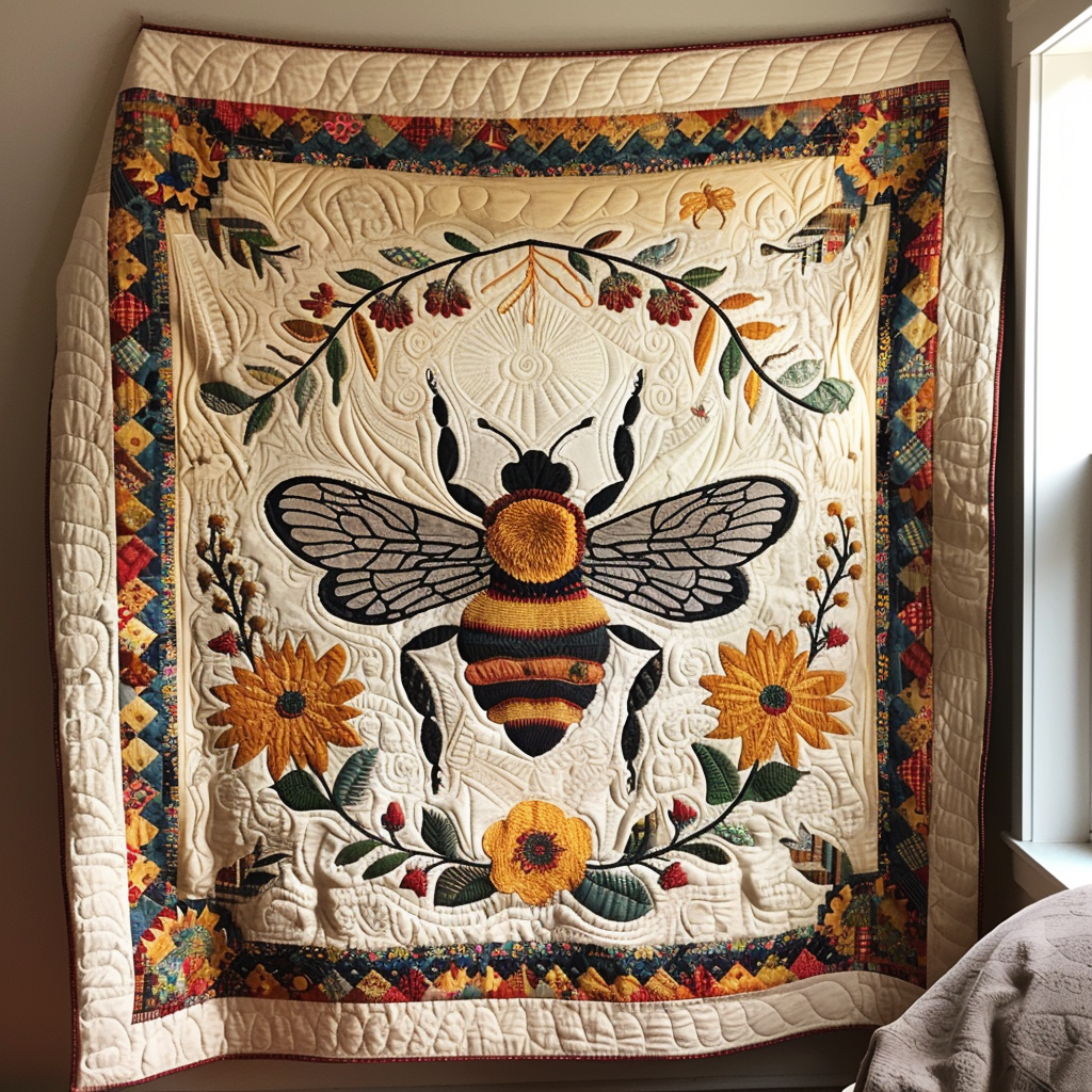 Golden Bee Quilted Blanket Cute Fuzzy Blankets