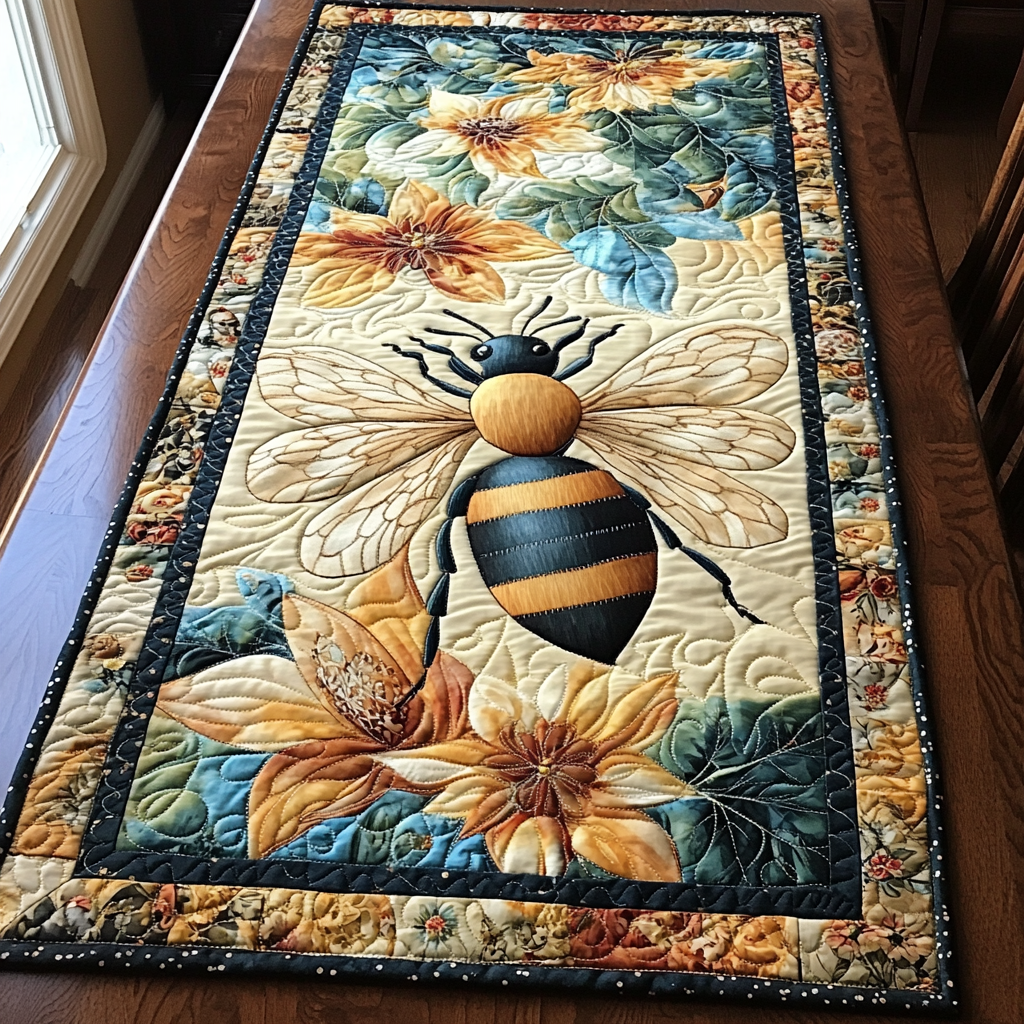 Golden Bee Quilted Table Runner Dining Room Table Decor Present Ideas For Bee Lovers