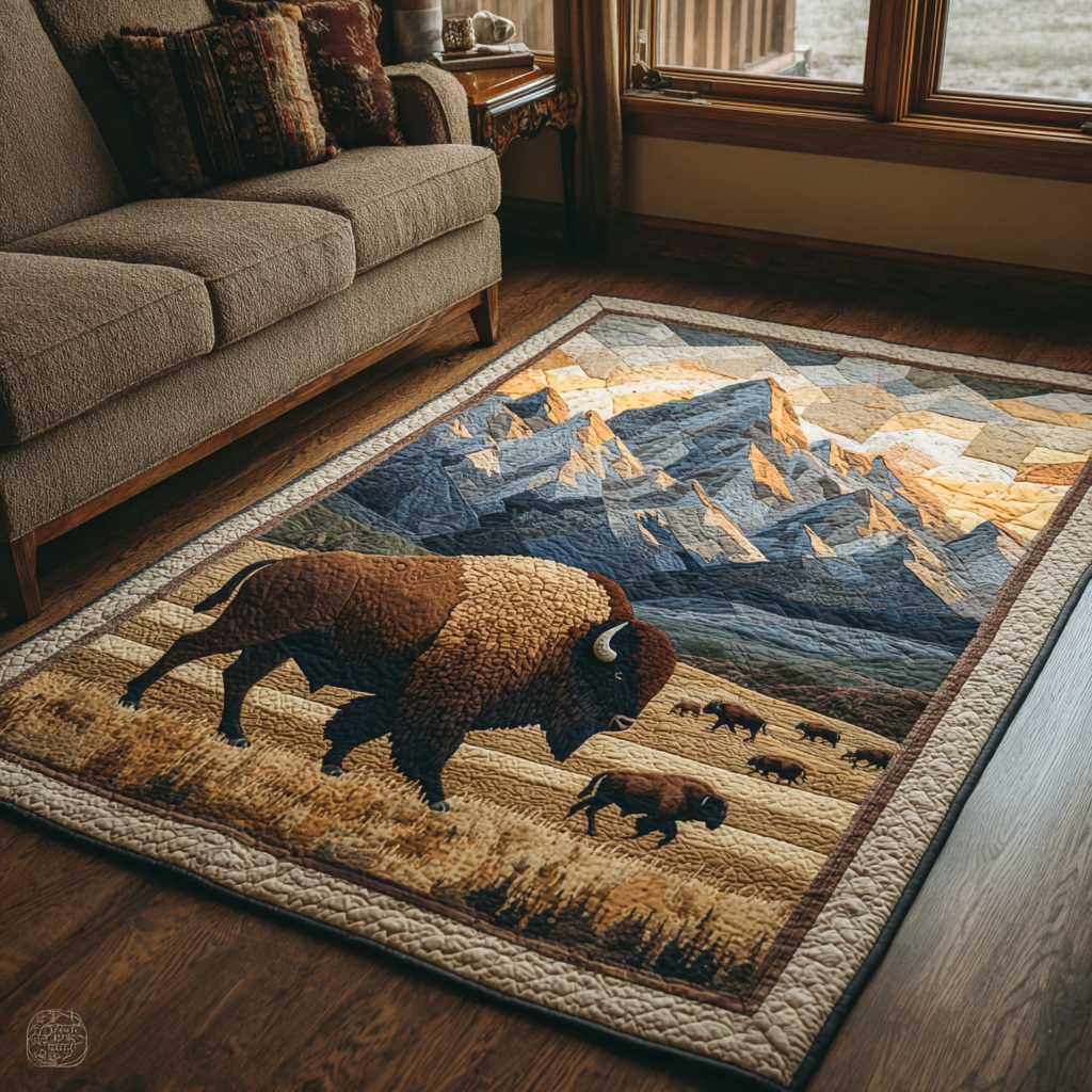 Golden Bison Area Rug Christmas Home Dec Gifts For Bison Lovers