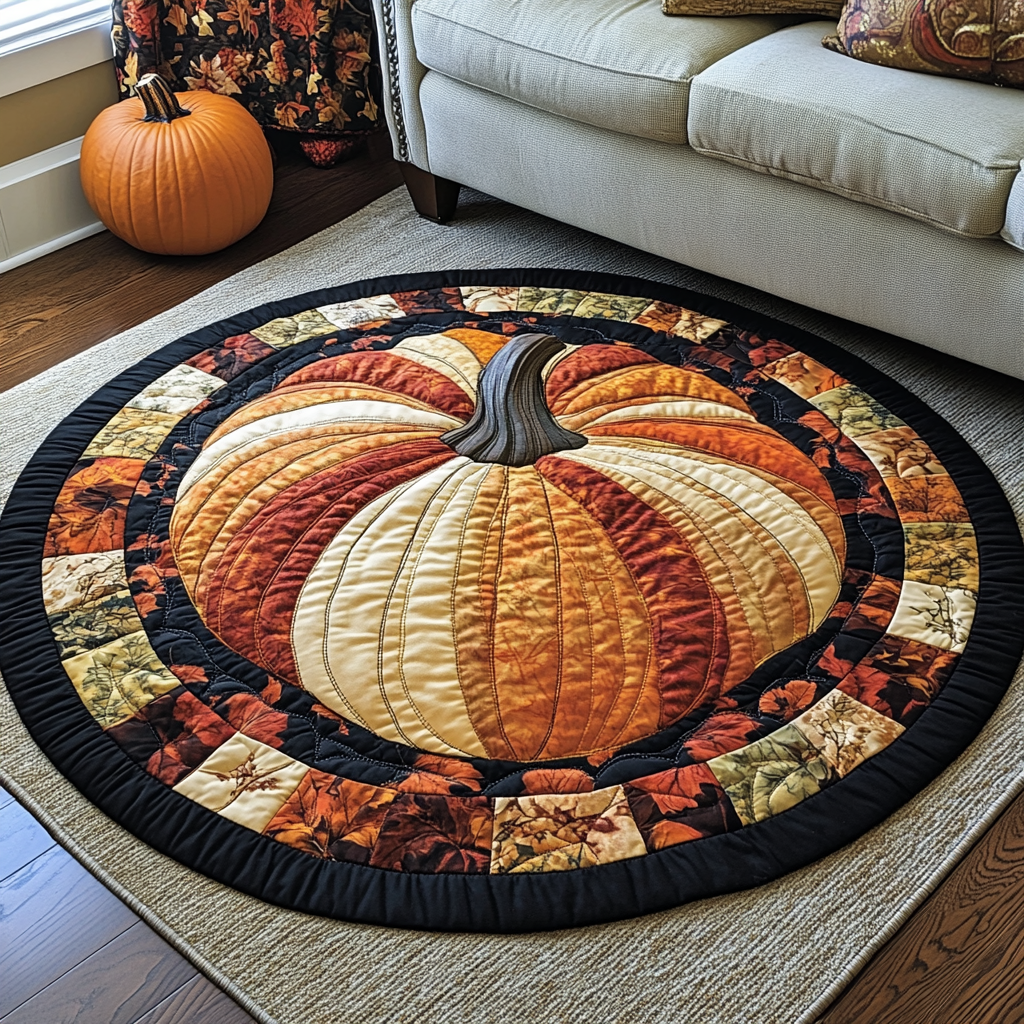 Golden Bliss Quilted Round Mat Foyer Christmas Decor Great Gift Ideas For Grandma