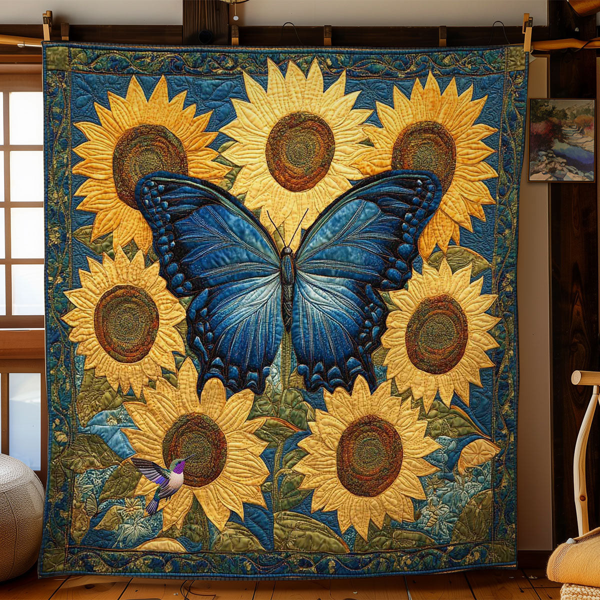 Golden Bloom Butterfly Holiday Xmas Quilt Blanket Christmas Gifts For Newlyweds