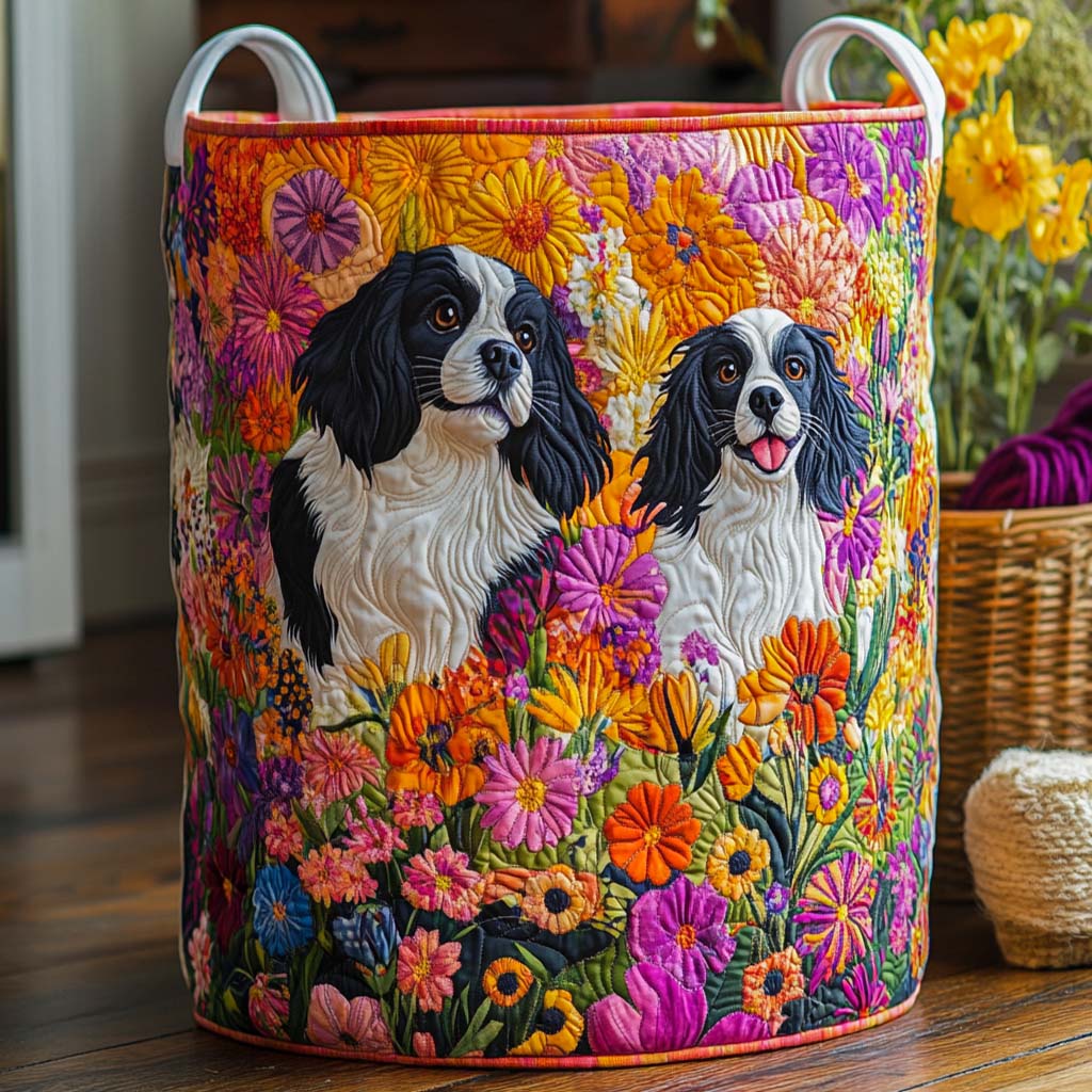 Golden Bloom Duo Quilted Laundry Basket Modern Quilted Laundry Basket Gift for Stylish Homes